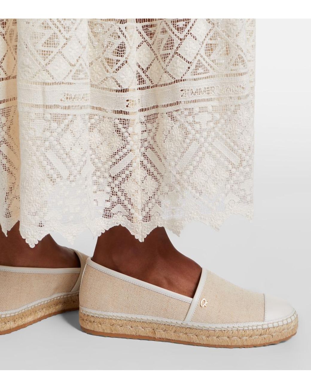 Gianvito Rossi Natural Leather-Trimmed Canvas Espadrilles