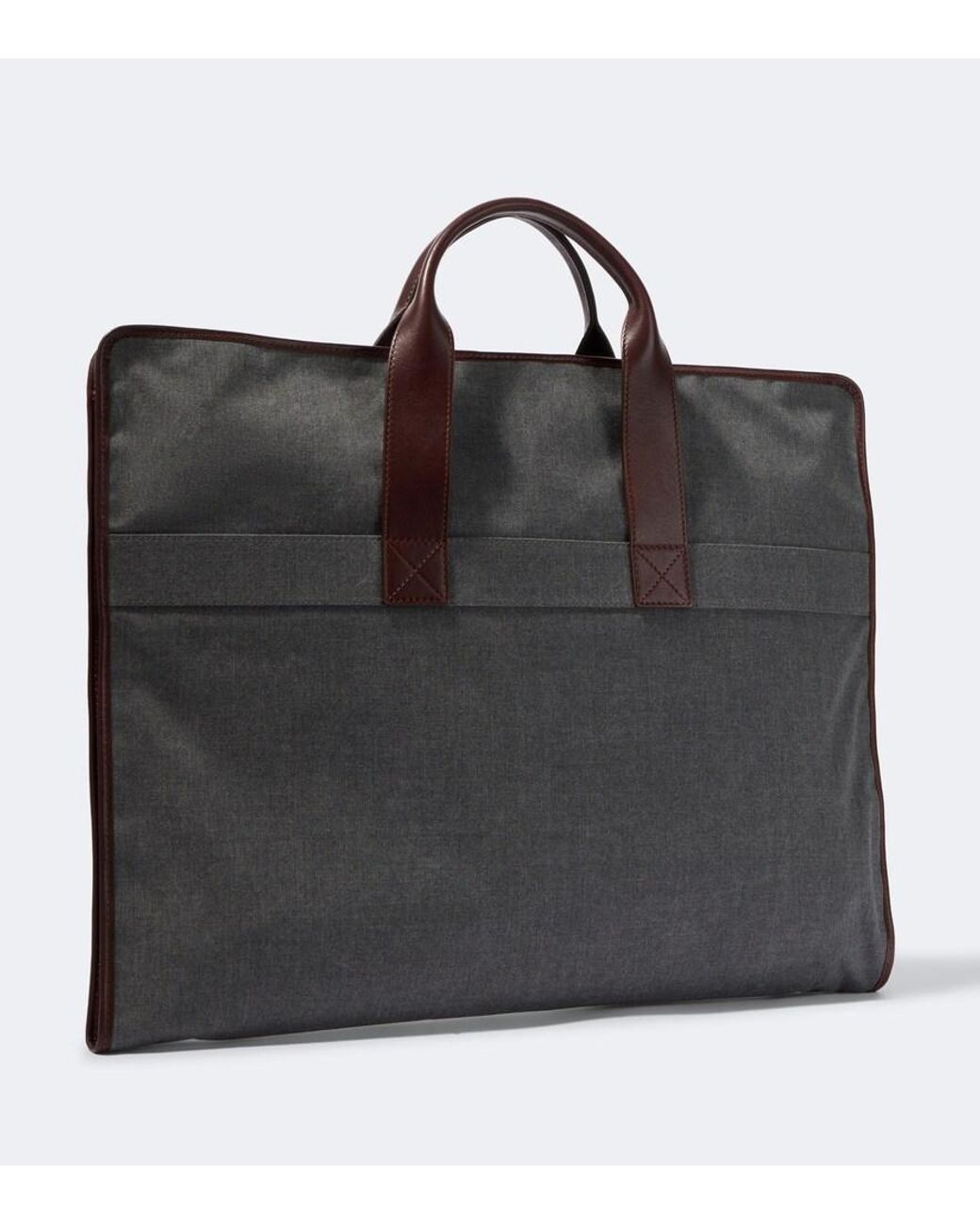 Brunello Cucinelli Black Leather-Trimmed Canvas Garment Bag for men