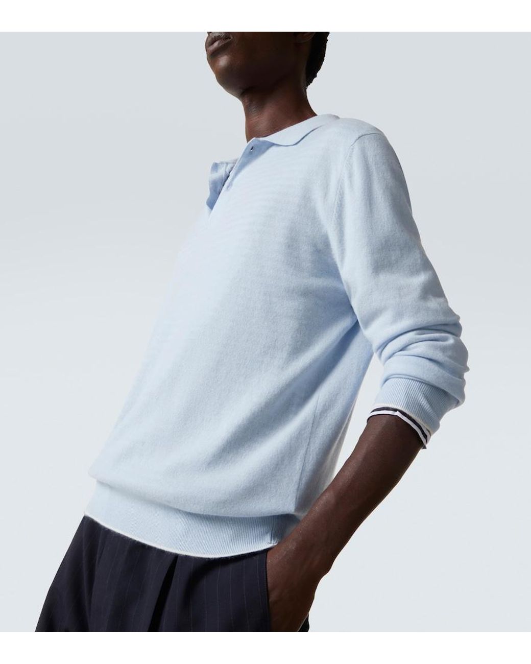 arch4 Blue Cashmere Polo Sweater for men