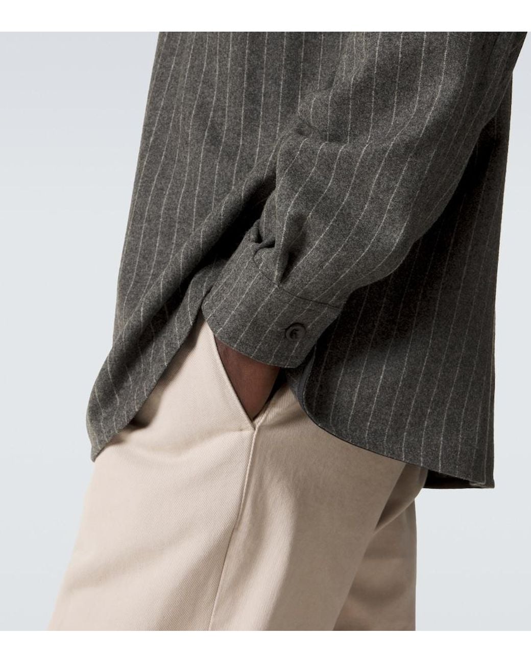 Ralph Lauren Gray Pinstripe Wool Shirt for men