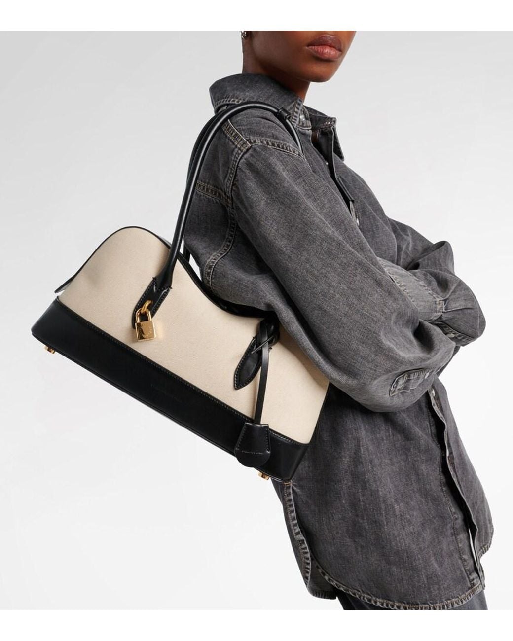 Stella McCartney Natural Ryder Medium Canvas Shoulder Bag