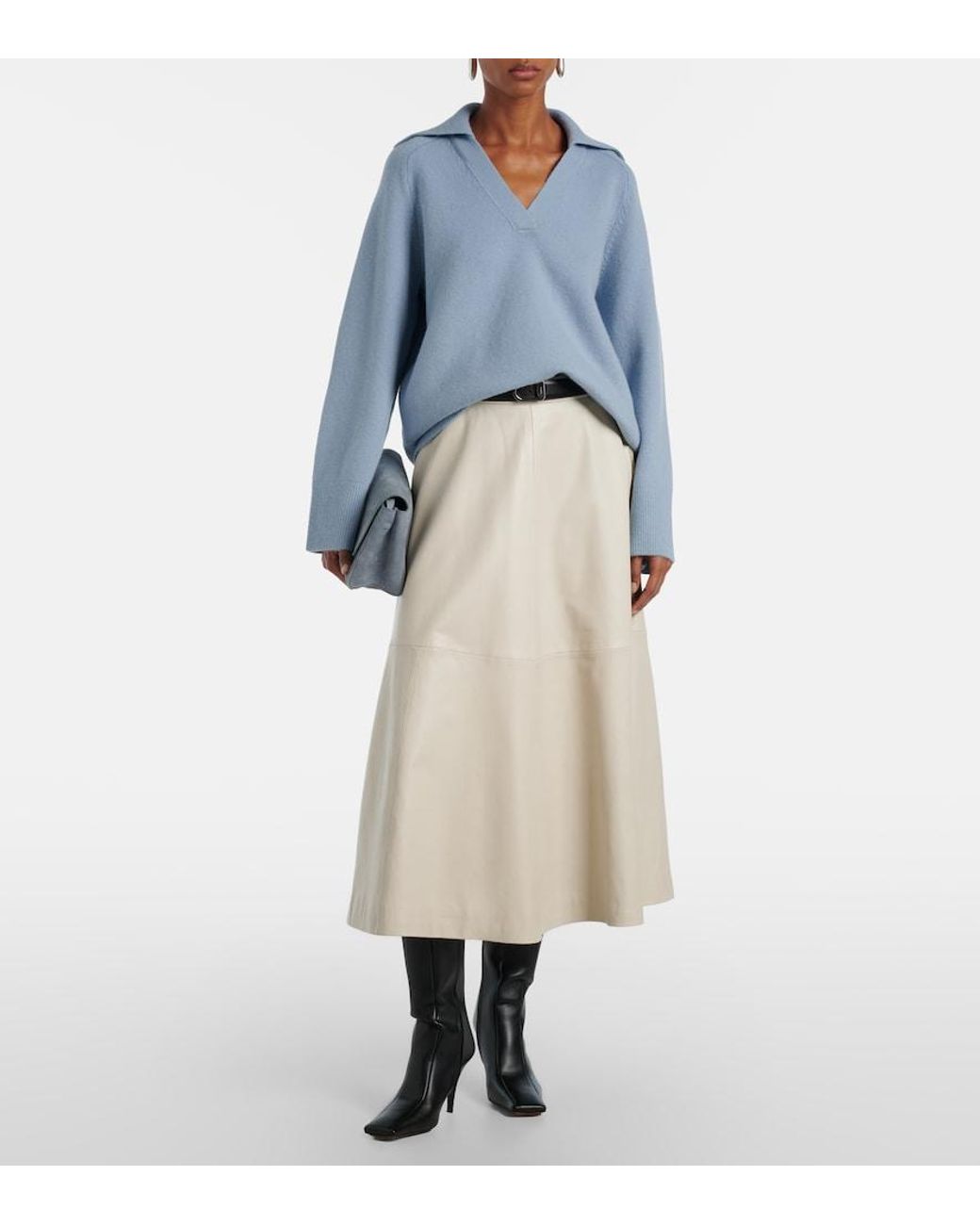 Vince Blue Wool And Cashmere-Blend Polo Sweater