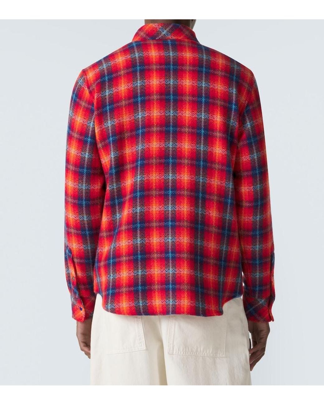 God's True Cashmere Red Checked Cashmere Shirt for men