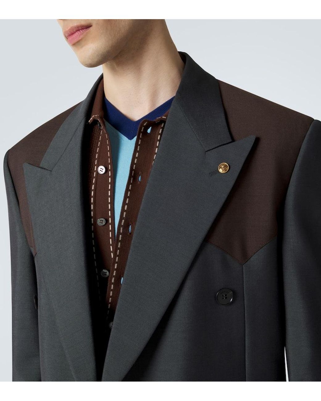 Versace Blue Medusa Wool And Mohair Blazer for men