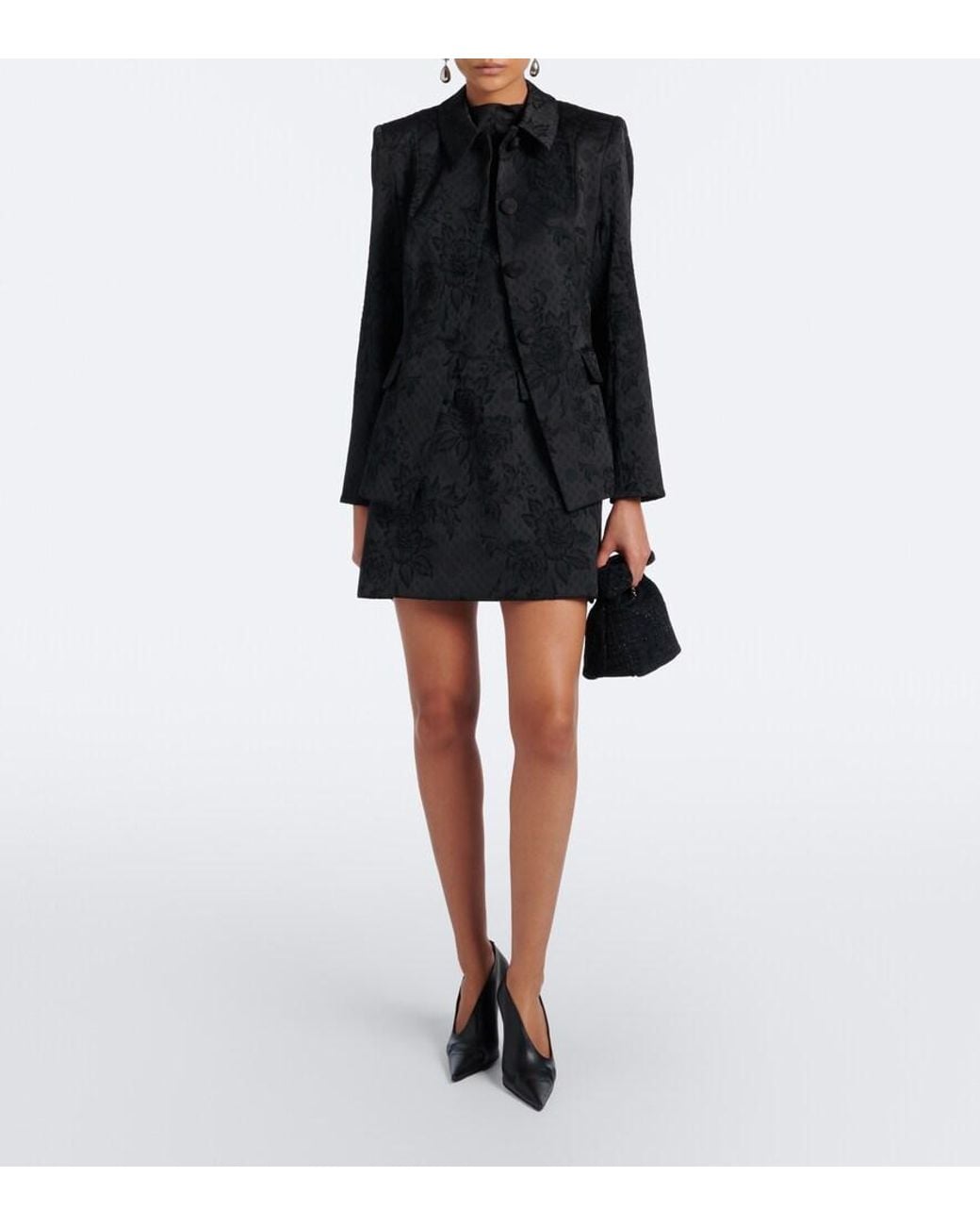 Veronica Beard Black Haworth Floral Jacquard Minidress