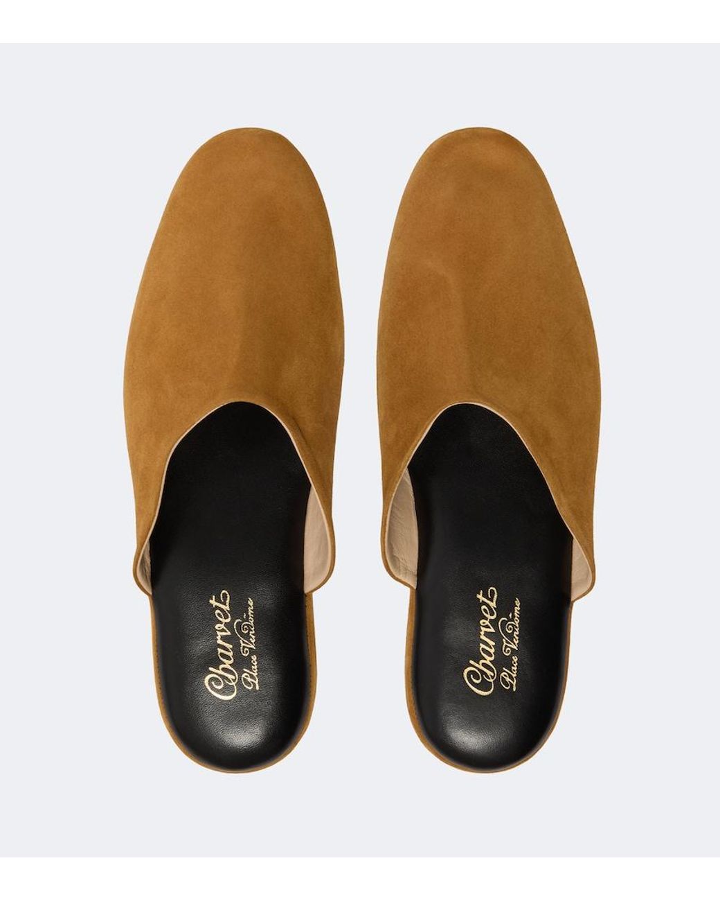 Charvet Brown Leather-Lined Suede Slippers for men