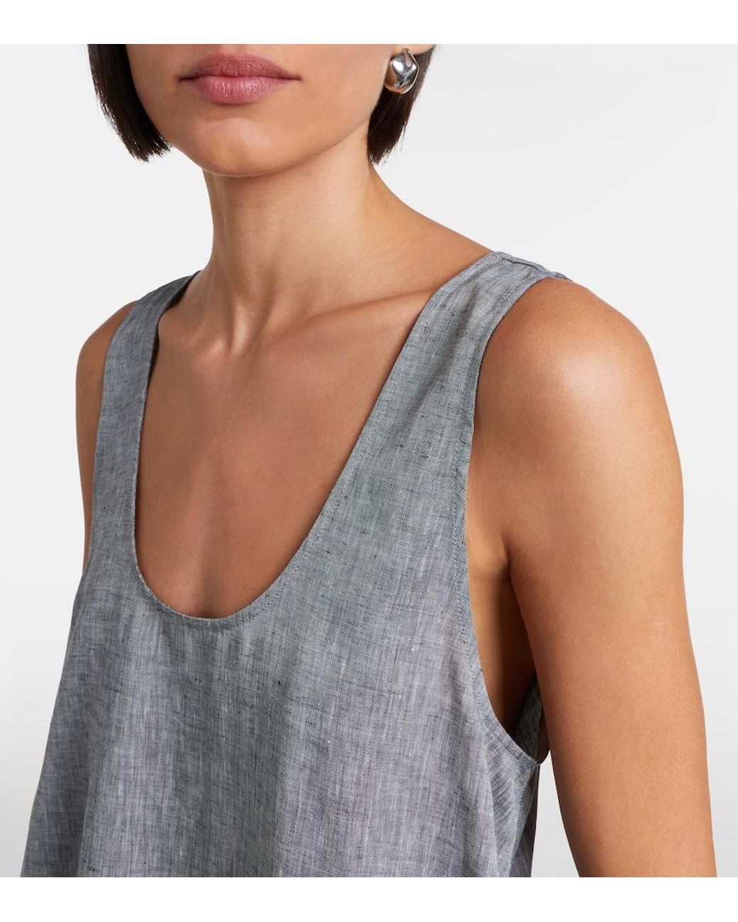 Asceno Gray Sicily Linen Minidress