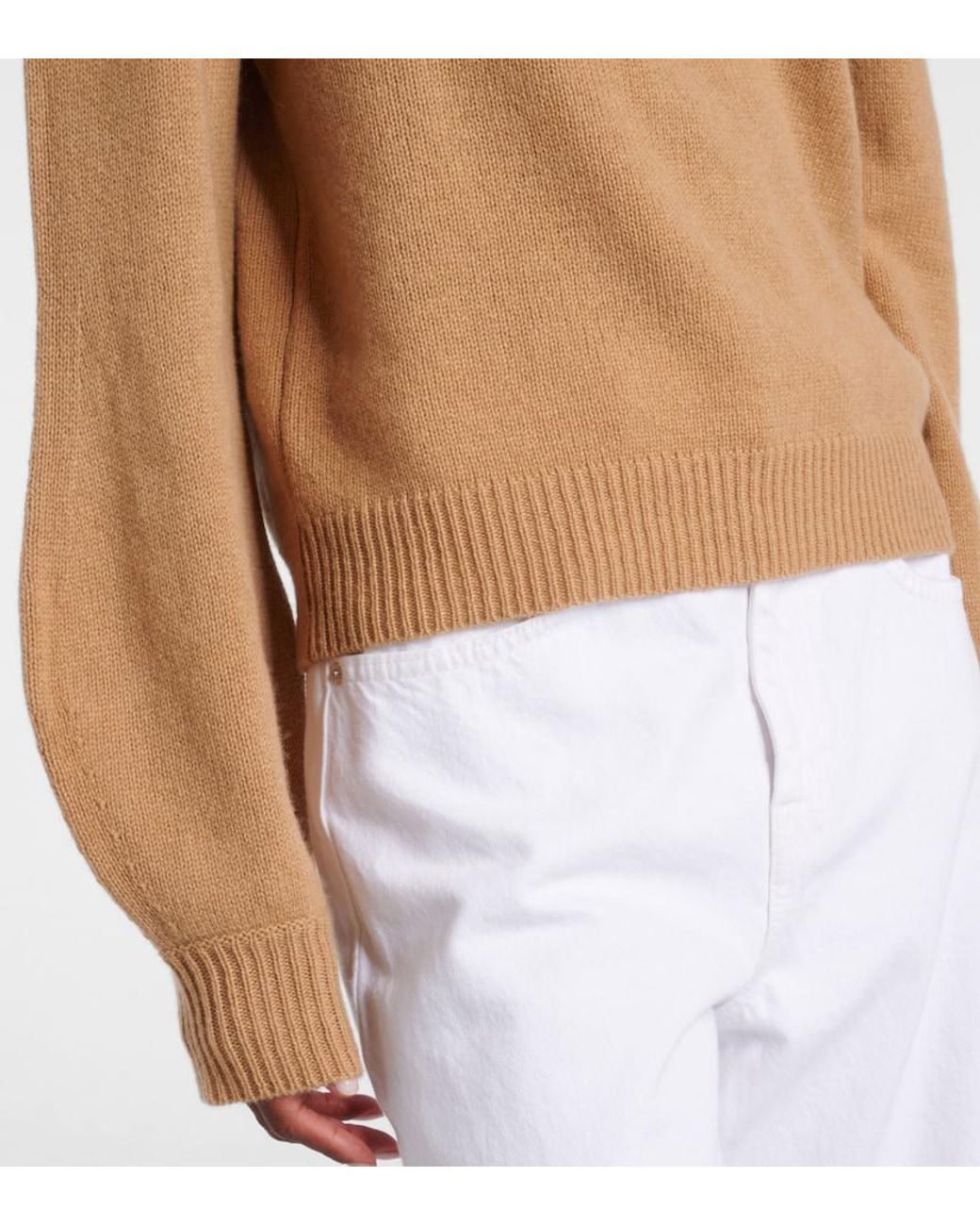 Marni Natural Cashmere Knit Sweater With V-Neckline