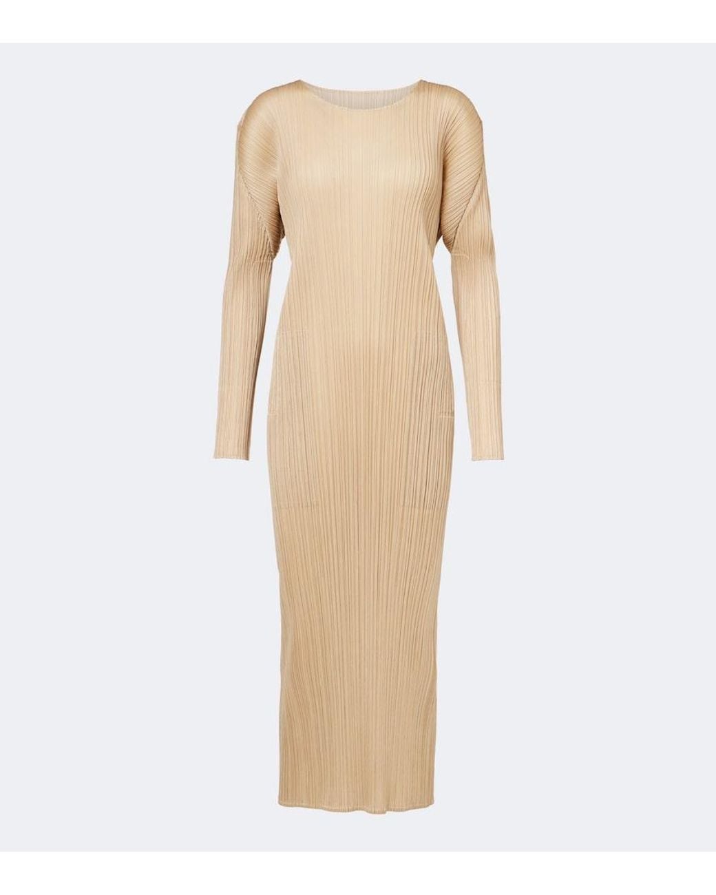 Pleats Please Issey Miyake Natural Monthly Colors: October Pleated Midi Dress