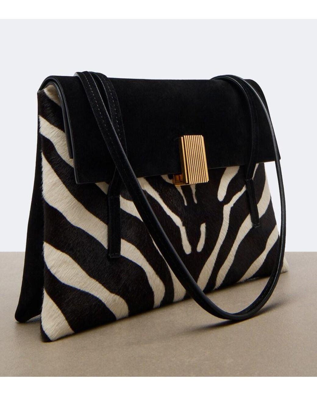Khaite Black Soft Blake Small Calf Hair Shoulder Bag