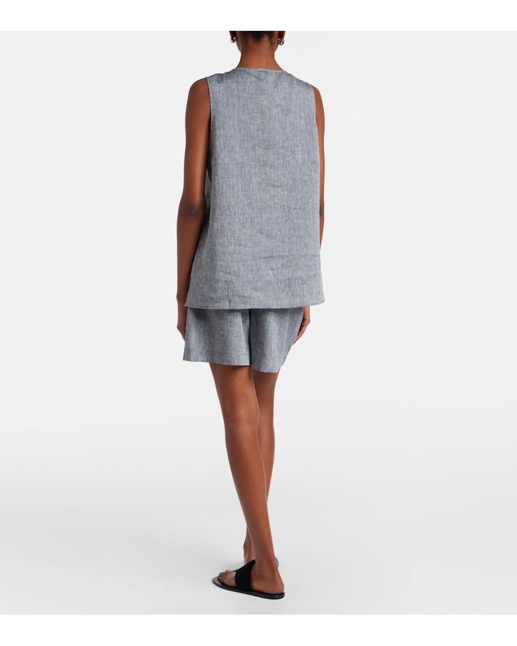 Asceno Gray Boston Linen Shorts