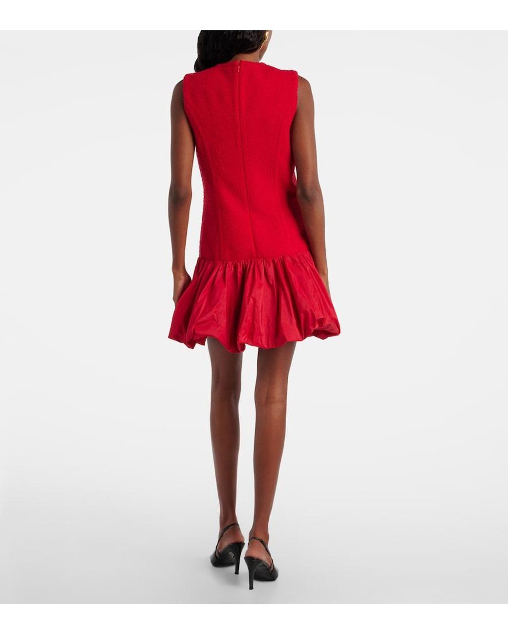 Patou Red Tweed And Faille Minidress