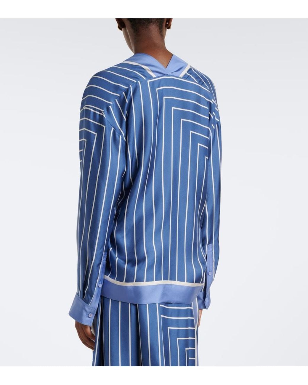 Tod's Blue Striped Silk Shirt