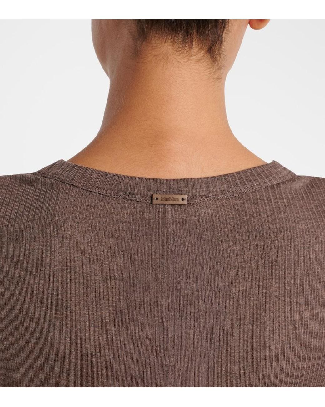 Max Mara Brown Ribbed-Knit T-Shirt
