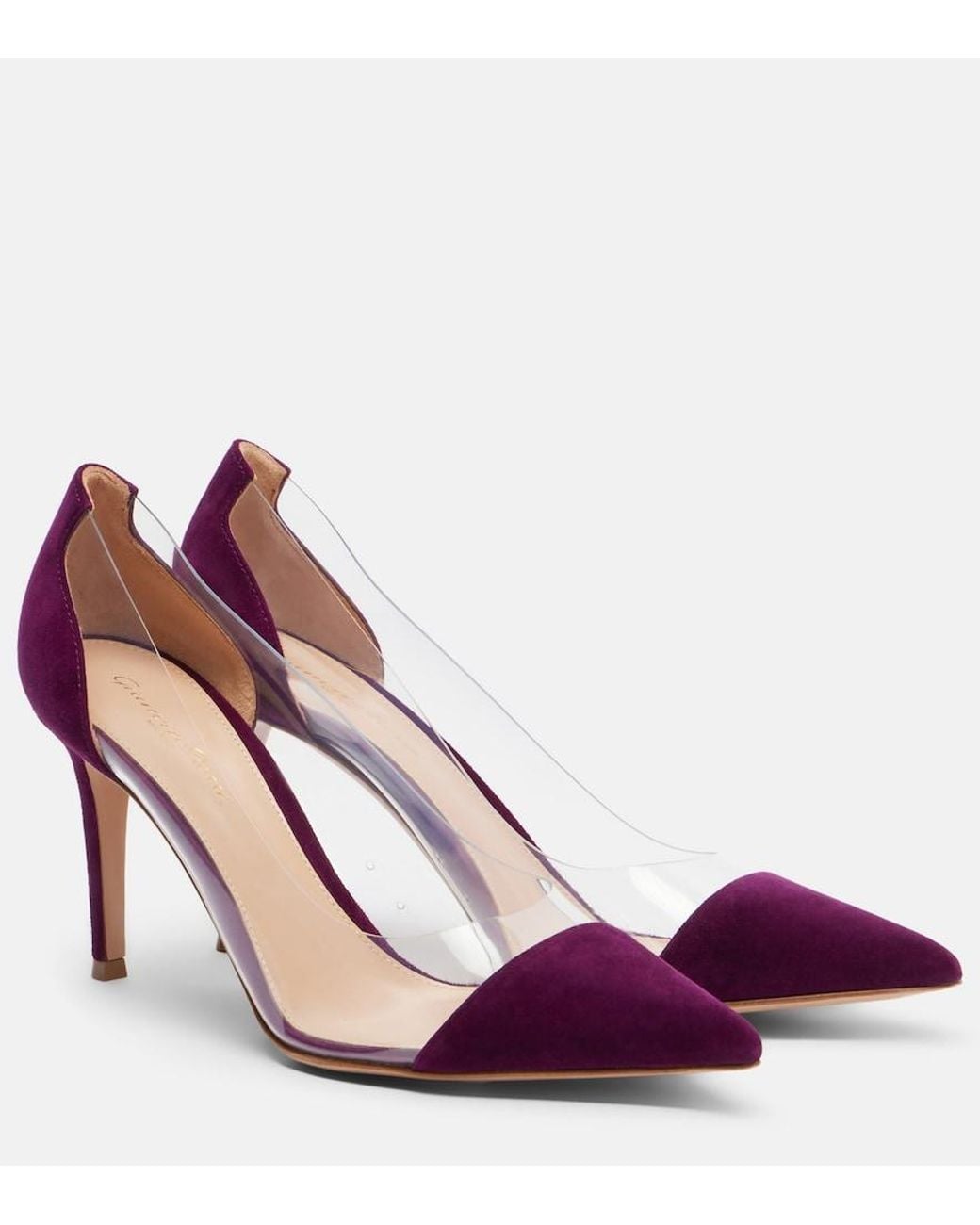 Gianvito Rossi Purple Plexi Suede And Tpu Pumps