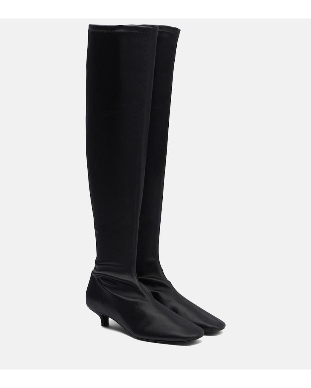 Totême Black Satin Knee-High Boots