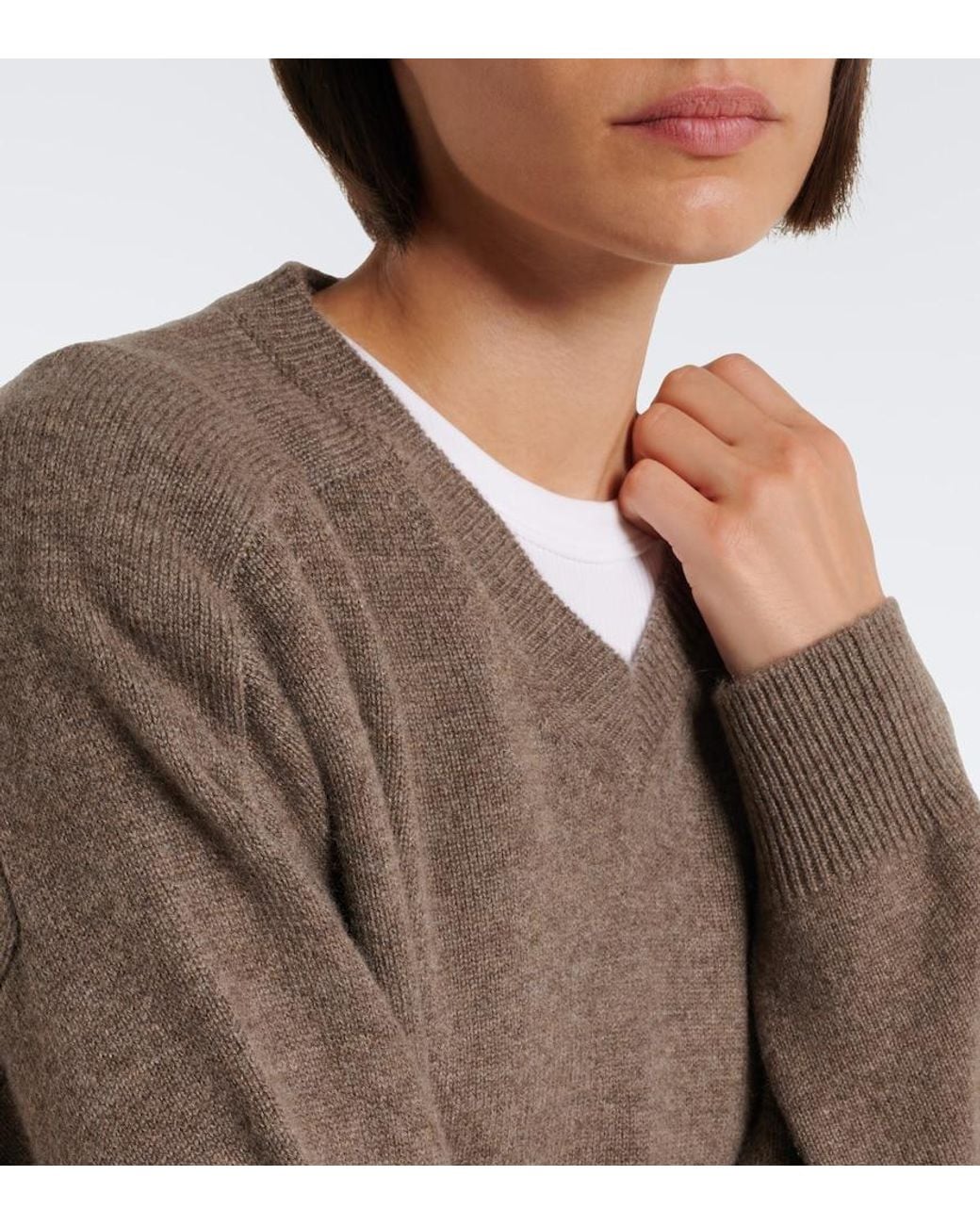 Loulou de Saison Brown Anzor Cropped Cashmere Sweater