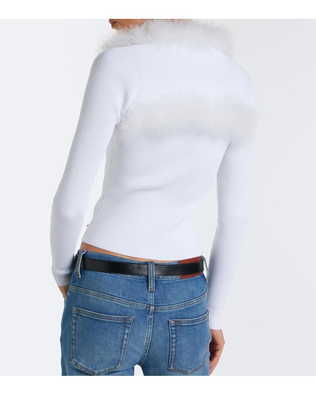 Gucci White Ribbed-Knit Shrug And Tank Top Set