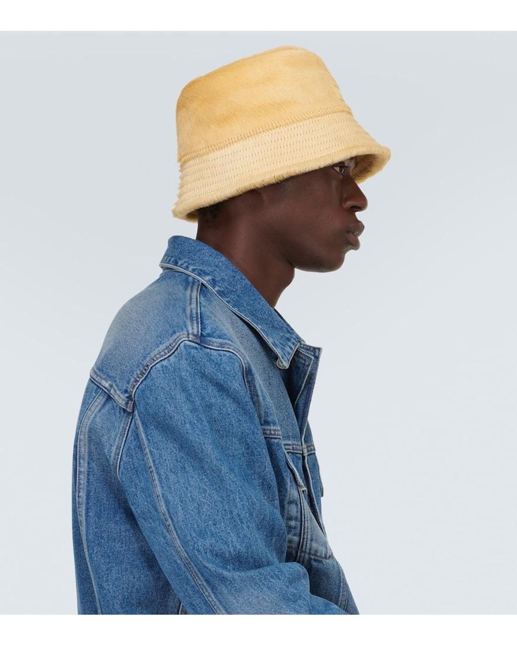 Jacquemus Natural Le Bob Sperone Calf Hair Bucket Hat for men