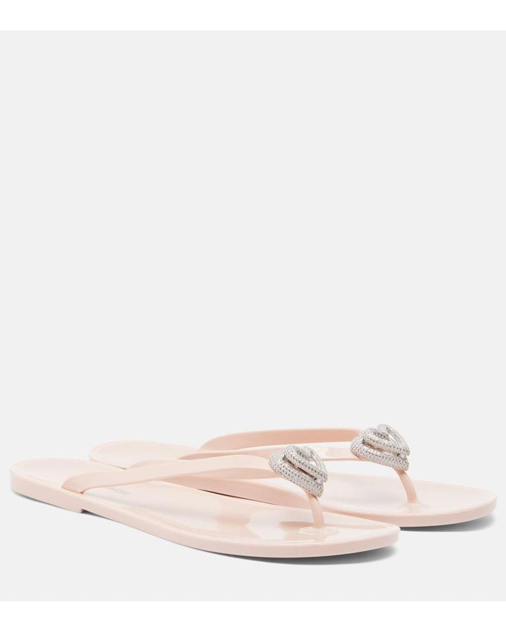 Mach & Mach Pink Riviera Embellished Thong Sandals
