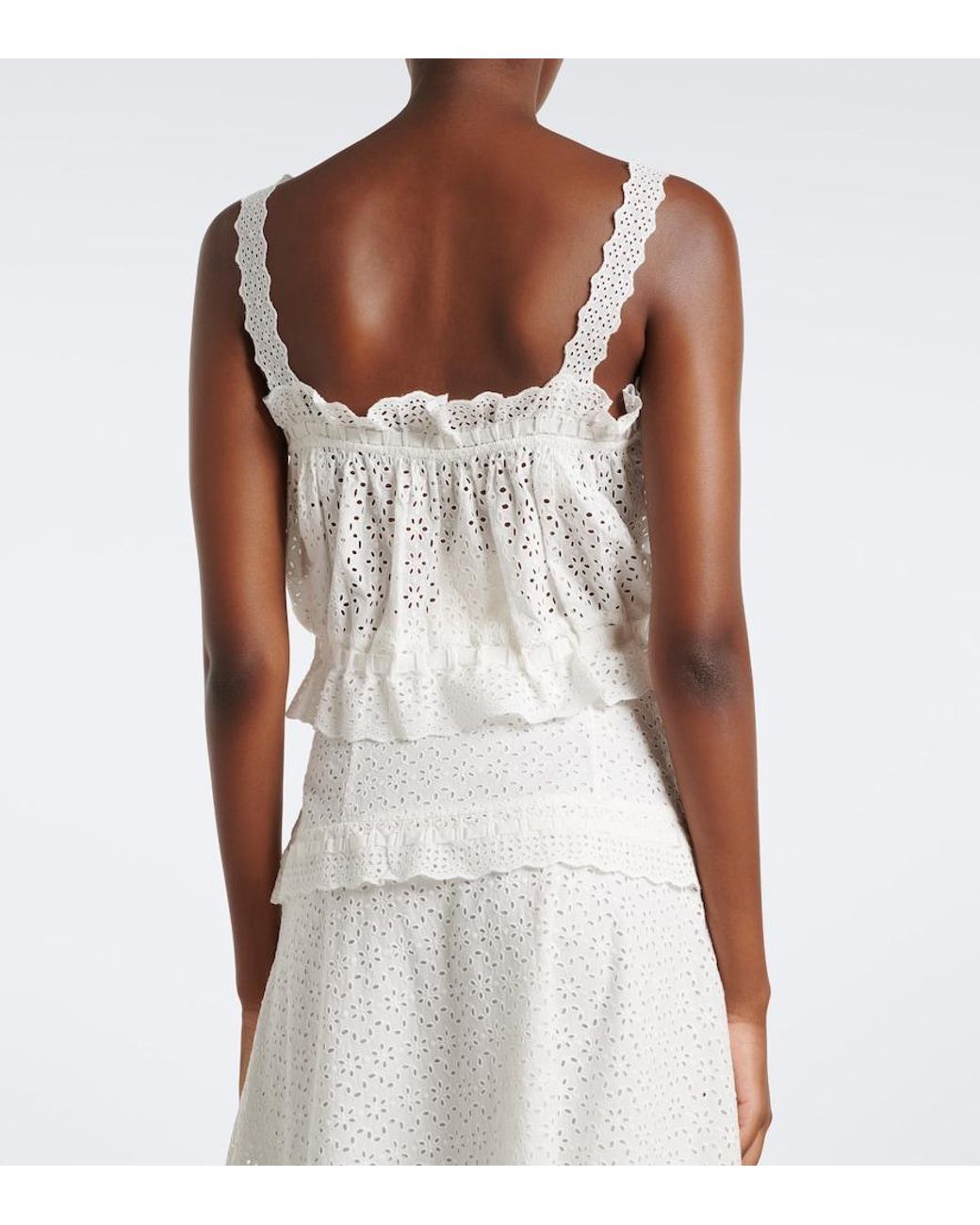 Ulla Johnson White Isola Broderie Anglaise Cotton Top