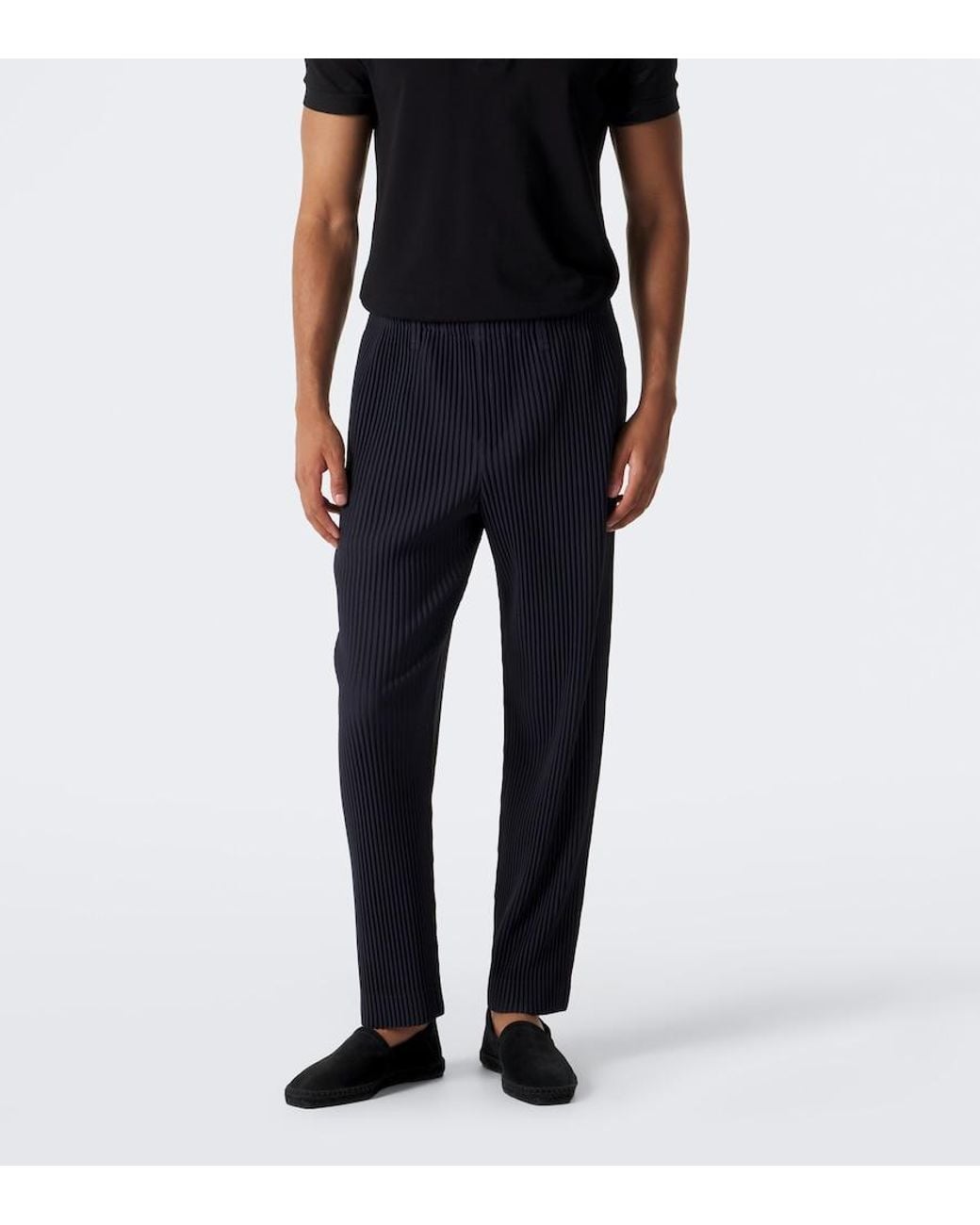 Homme Plissé Issey Miyake Blue Basics Pleated Straight Pants for men