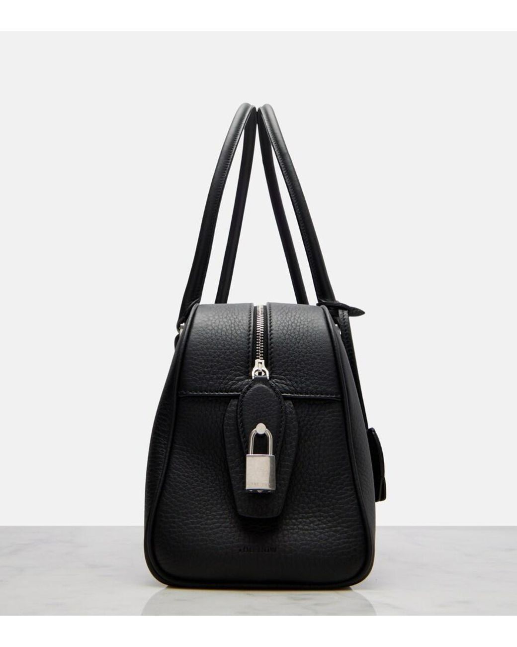 The Row Black E/W India Leather Shoulder Bag
