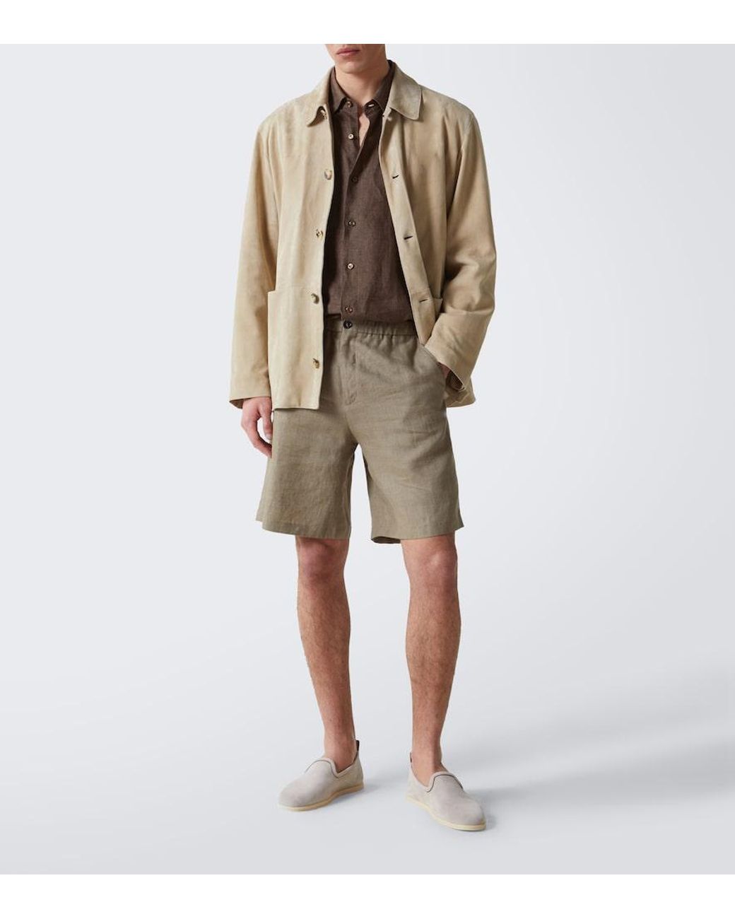 Loro Piana Natural Venice Walk Suede Loafers for men