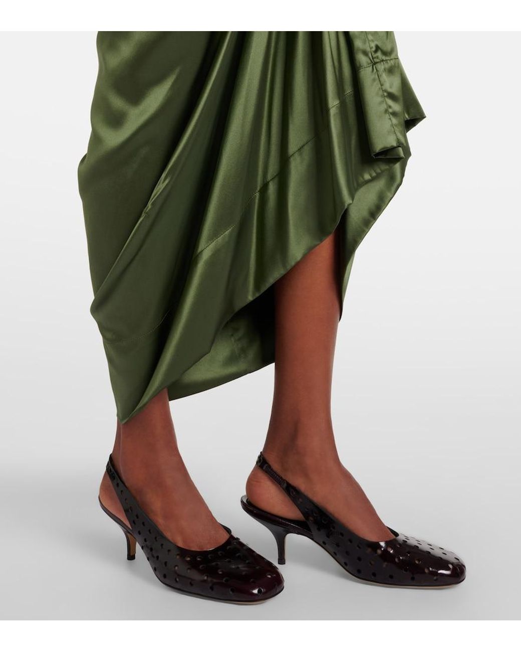 Dries Van Noten Black 65 Perforated Leather Slingback Pumps