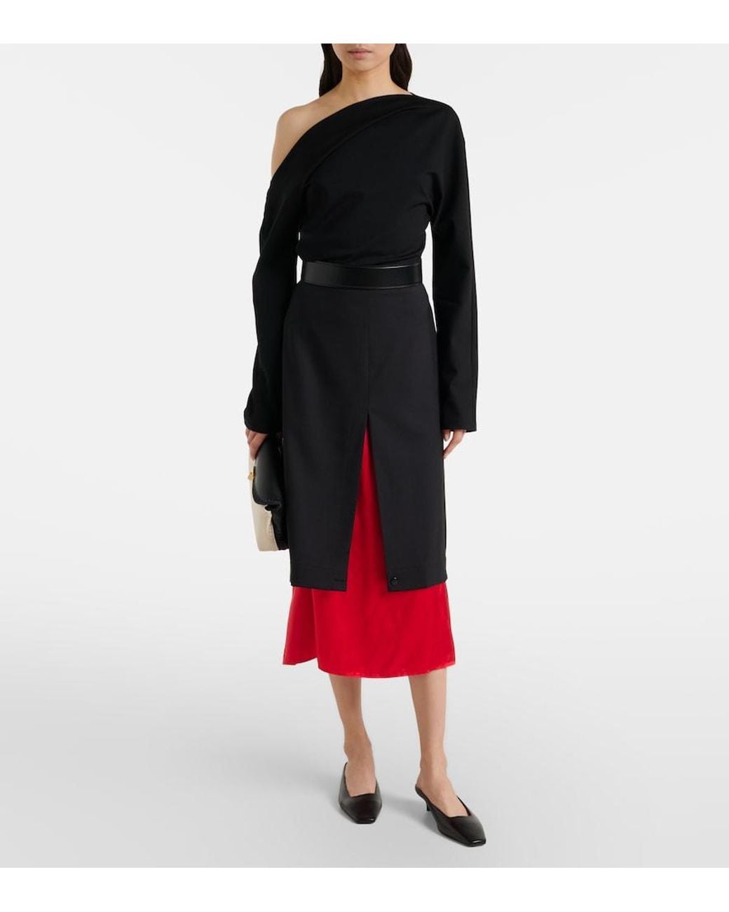 Rohe Black Draped One-Shoulder Top