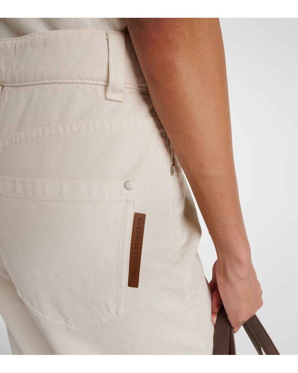 Brunello Cucinelli Natural Mid-Rise Straight Jeans