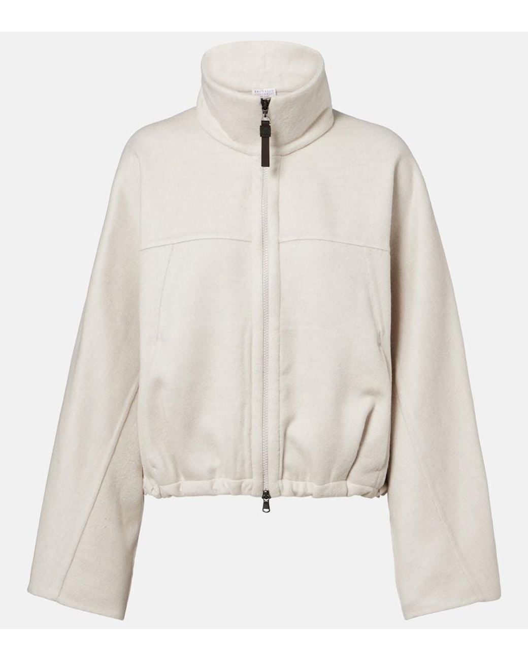 Brunello Cucinelli White Monili Virgin Wool Jacket