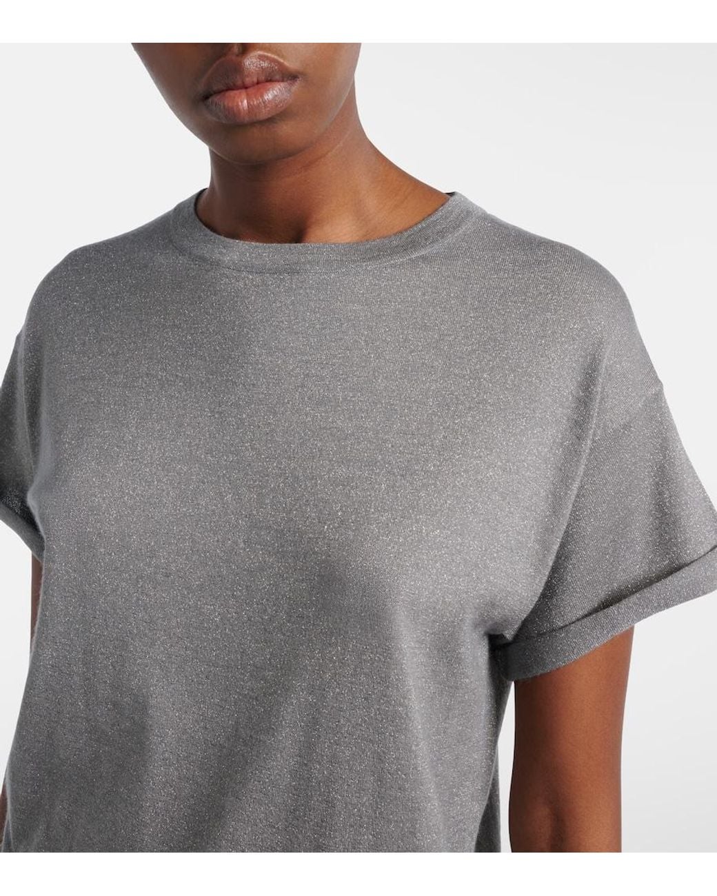 Brunello Cucinelli Gray Cashmere And Silk-Blend T-Shirt