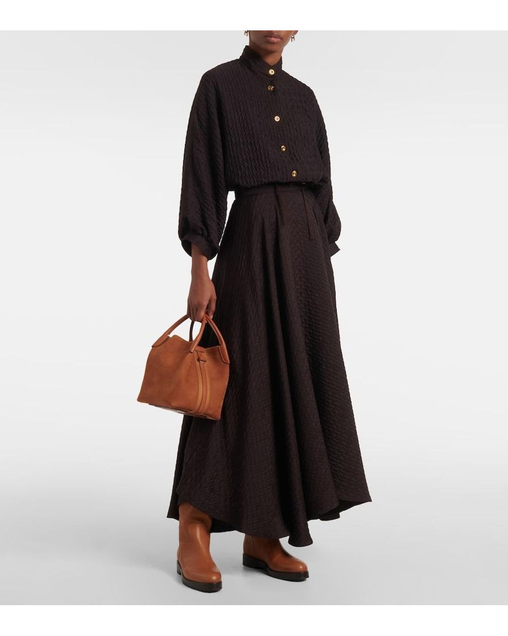 Loro Piana Brown Bale Small Leather Tote Bag