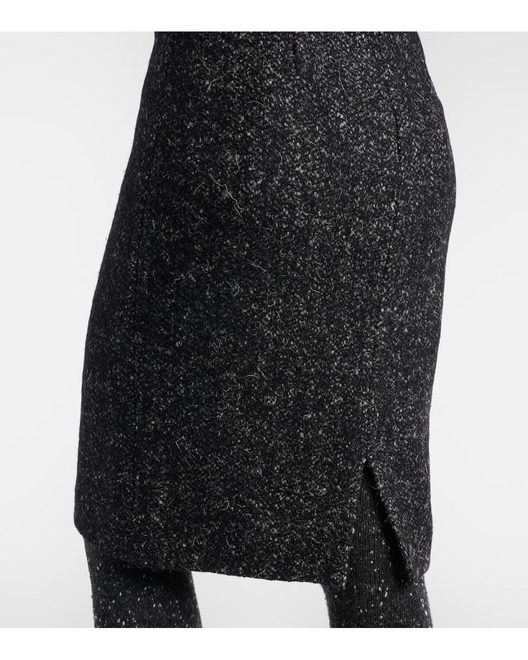 The Row Black Malva Wool Midi Skirt