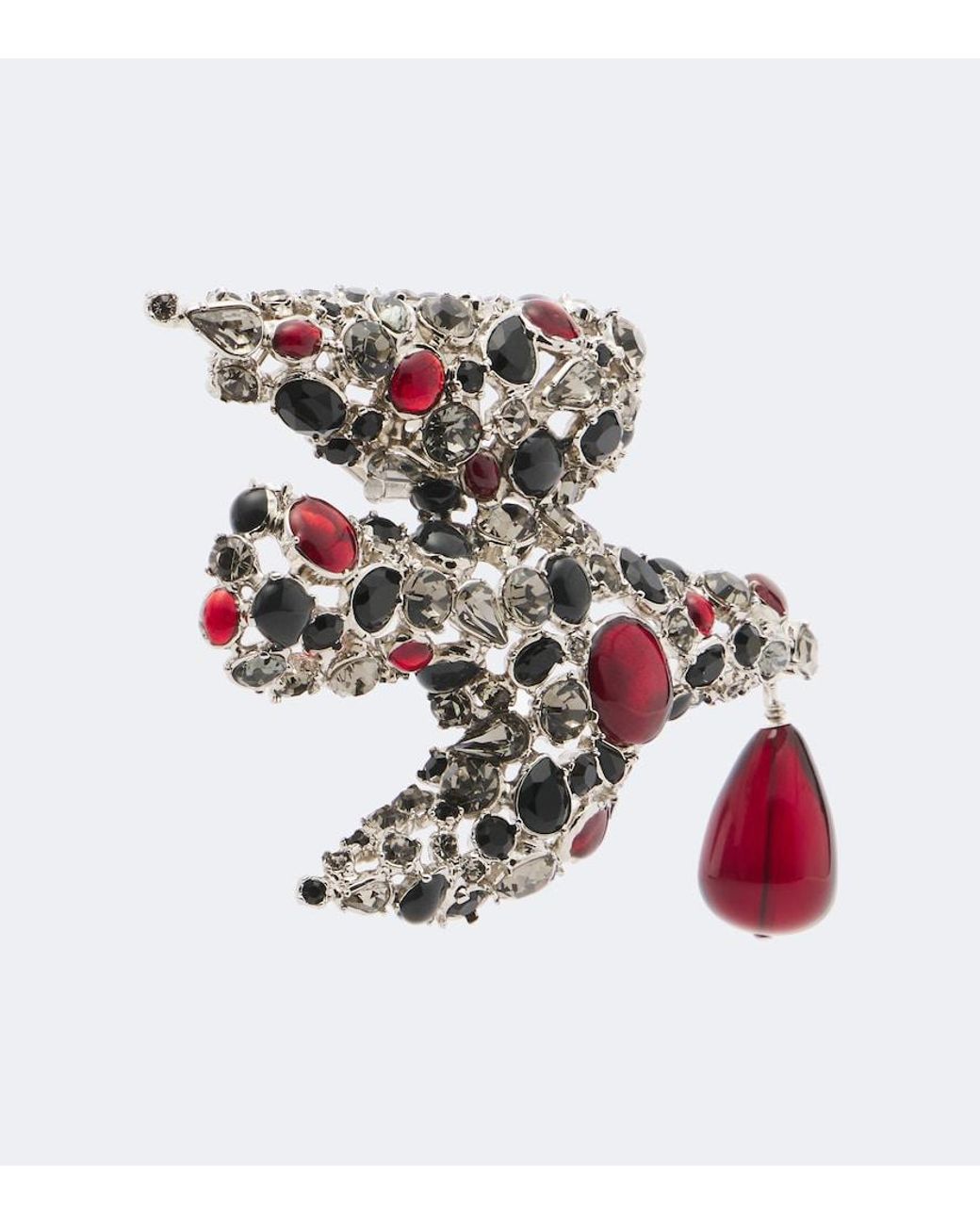 Saint Laurent Red Dove Embellished Clip-On Earrings