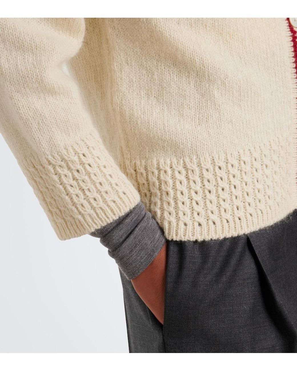 Thom Browne Natural Wool And Mohair Cardigan