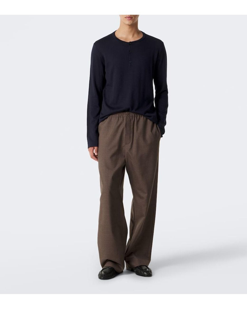 The Row Blue Ayan Cashmere And Silk Henley Shirt for men