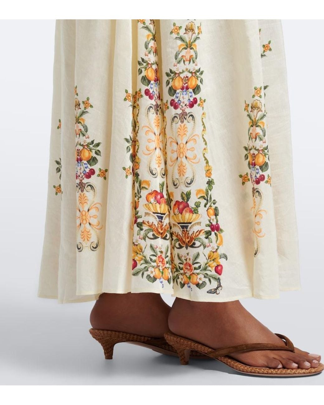 Camilla Metallic Embellished Printed Linen And Silk Maxi Dress
