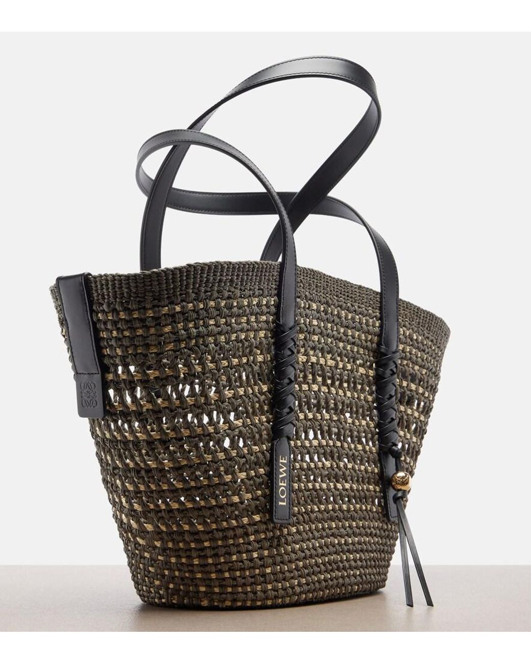 Loewe Green Paula's Ibiza Braid Medium Basket Bag