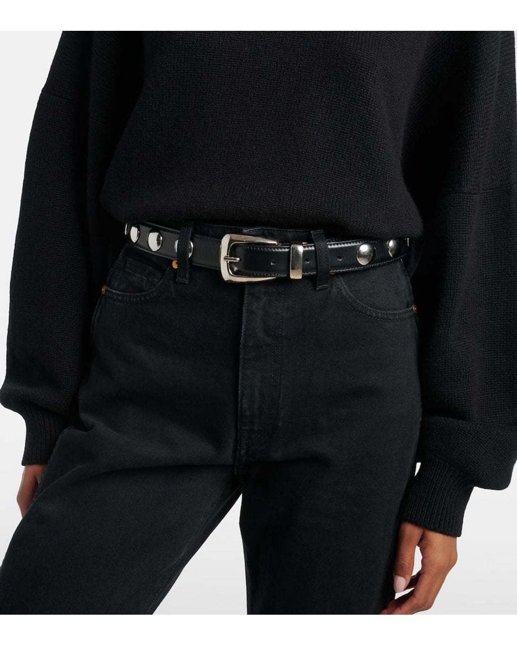 Khaite Black Benny Studded Leather Belt