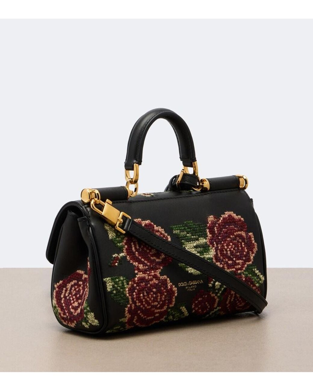 Dolce & Gabbana Black My Sicily Mini Leather Top-Handle Bag