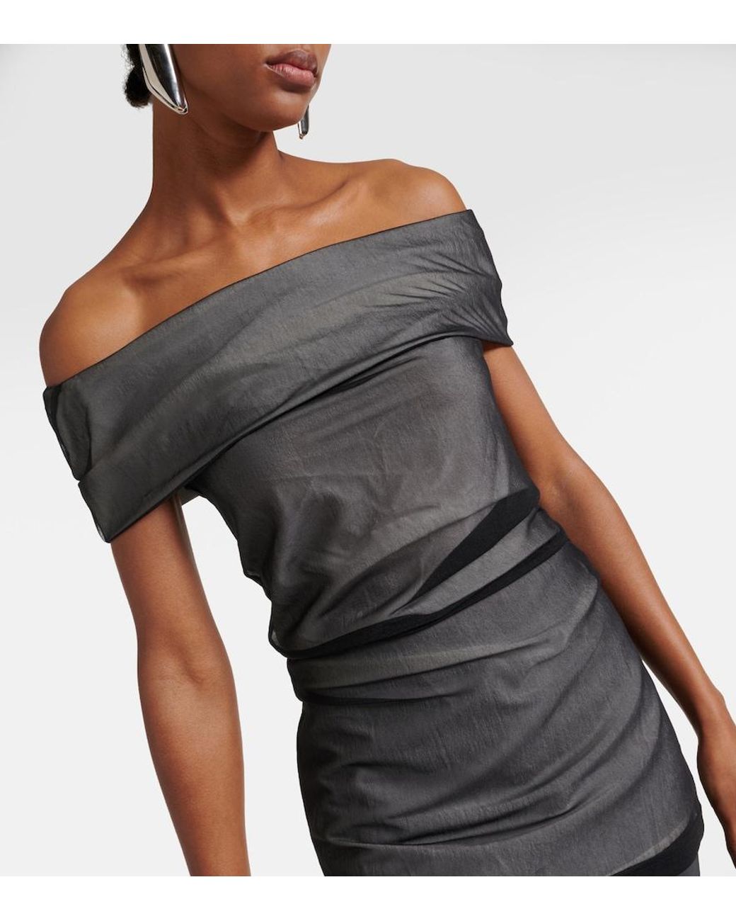 Proenza Schouler Gray Allegra Ruched Off-Shoulder Top