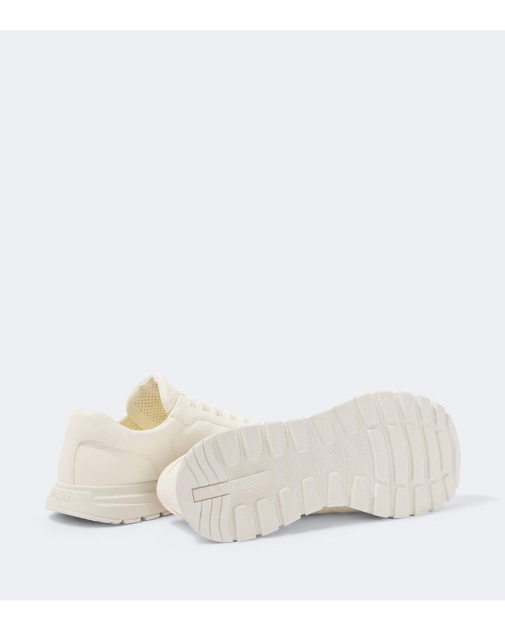 Prada White Prax 2.0 Leather Sneakers for men