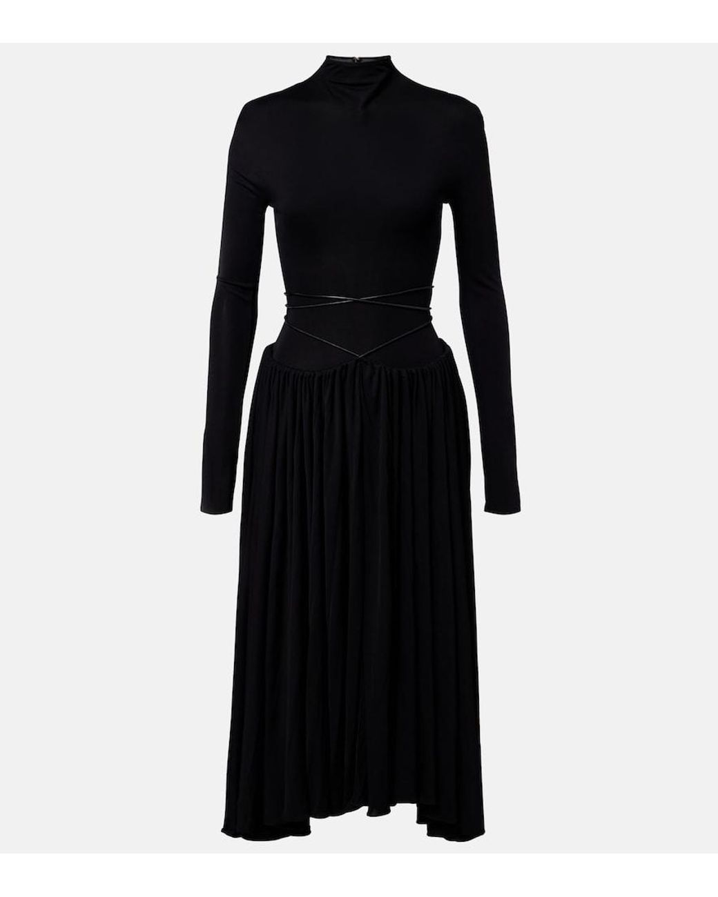 Alaïa Black Jersey Midi Dress