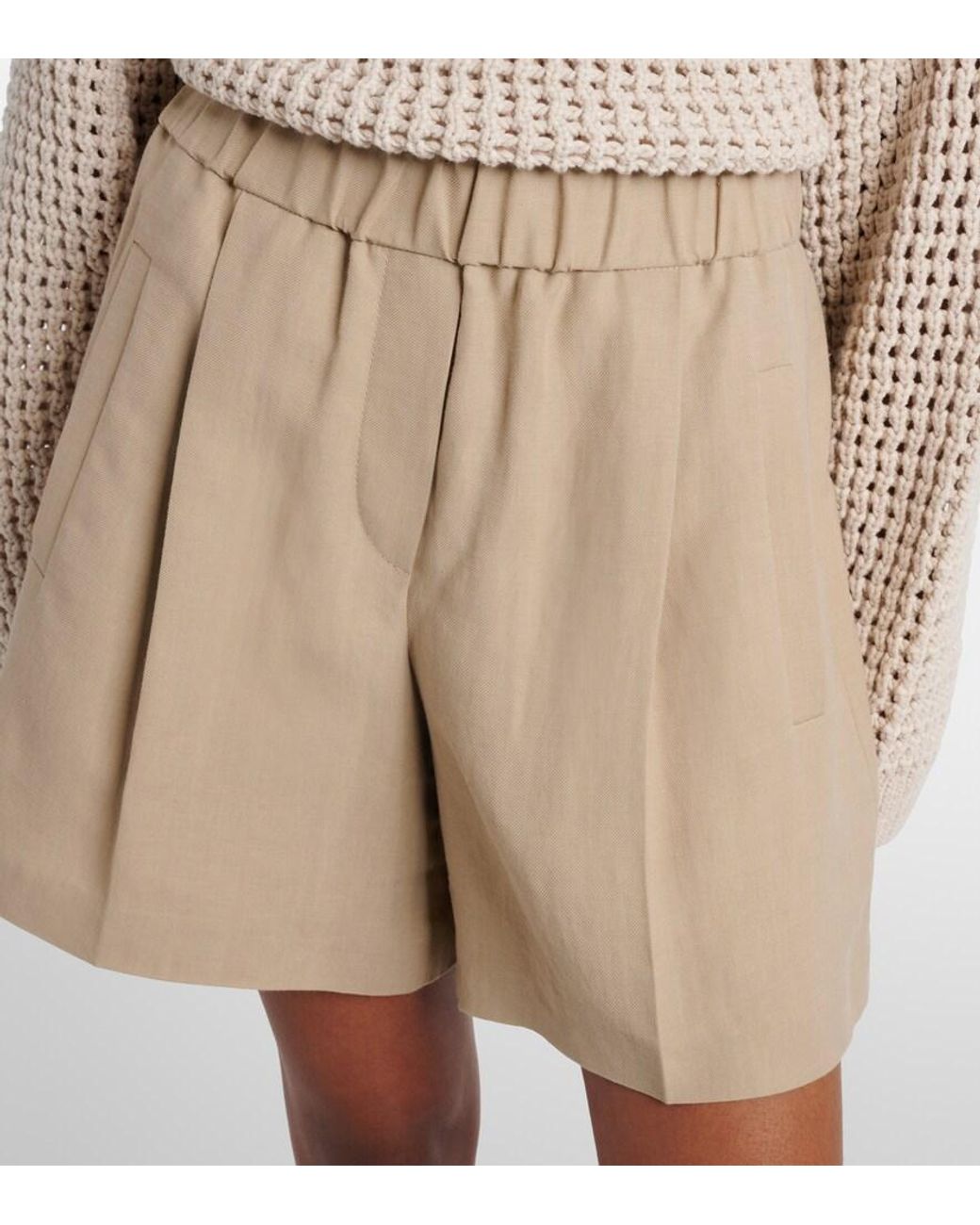 Brunello Cucinelli Natural High-Rise Bermuda Shorts