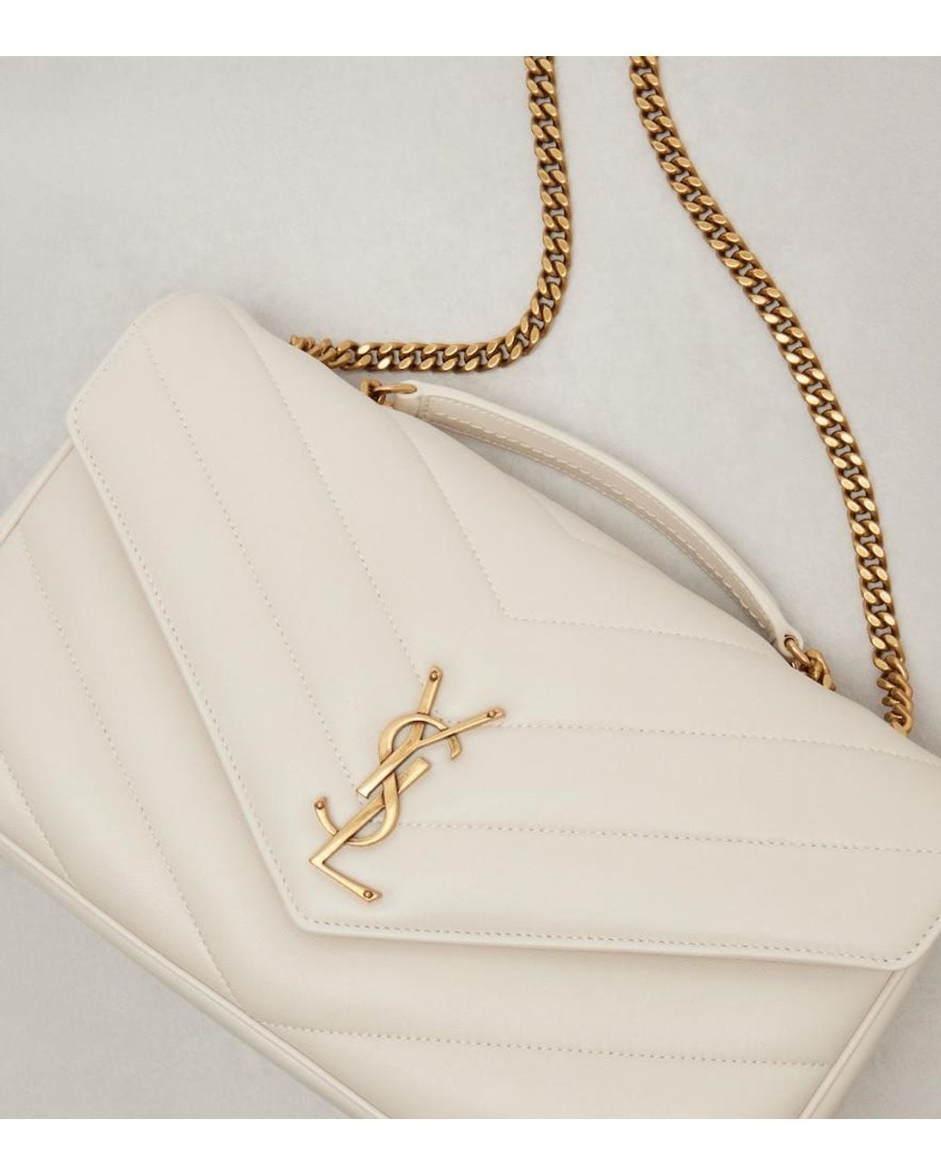 Saint Laurent Natural Loulou Medium Leather Shoulder Bag