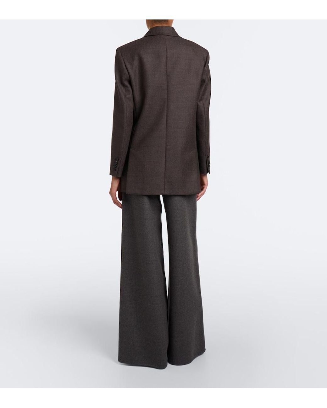 Max Mara Gray Virgin Wool Wide-Leg Pants