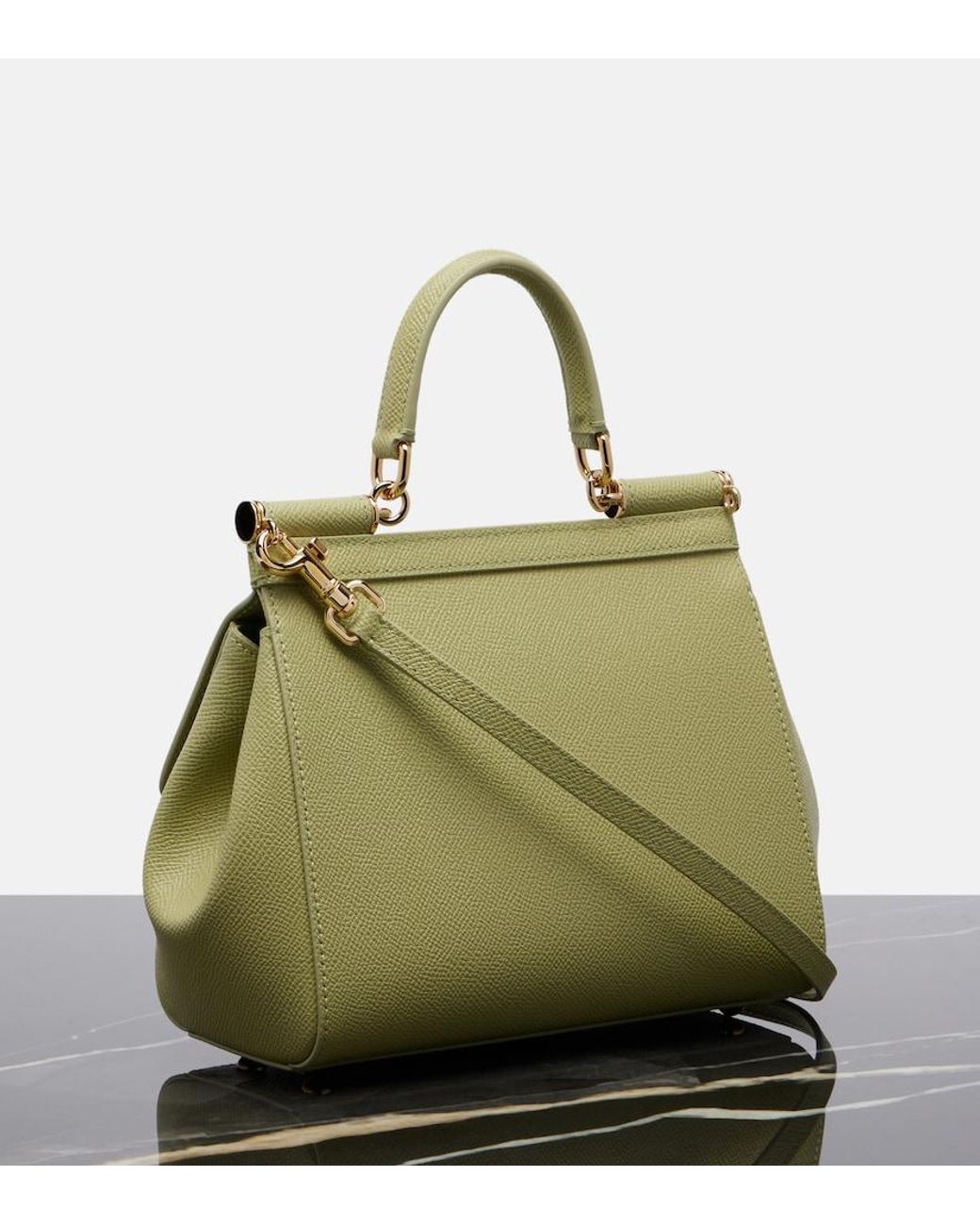 Dolce & Gabbana Metallic Sicily Small Leather Top-Handle Bag