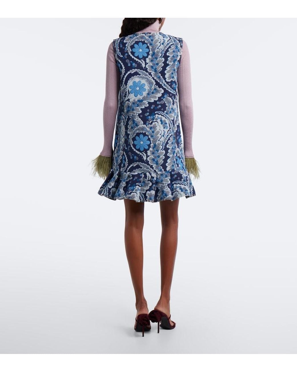 LaDoubleJ Blue Root Beer Floral Jacquard Minidress